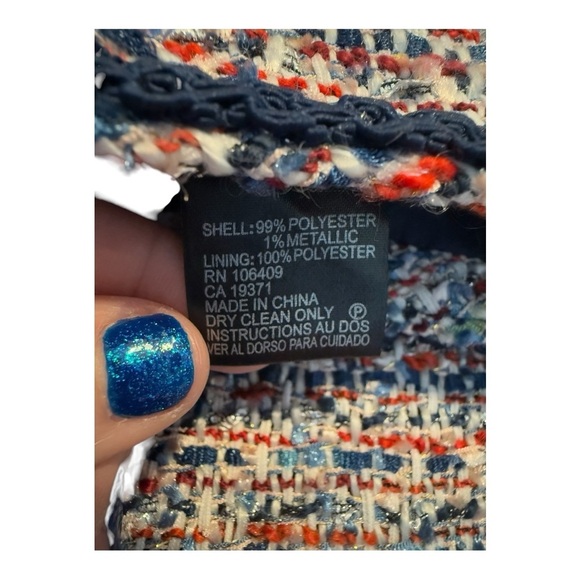 Tahari A Line Tweed Multi Color Metallic Ribbon Trim Waist Mini Skirt Size 16 - Picture 9 of 14